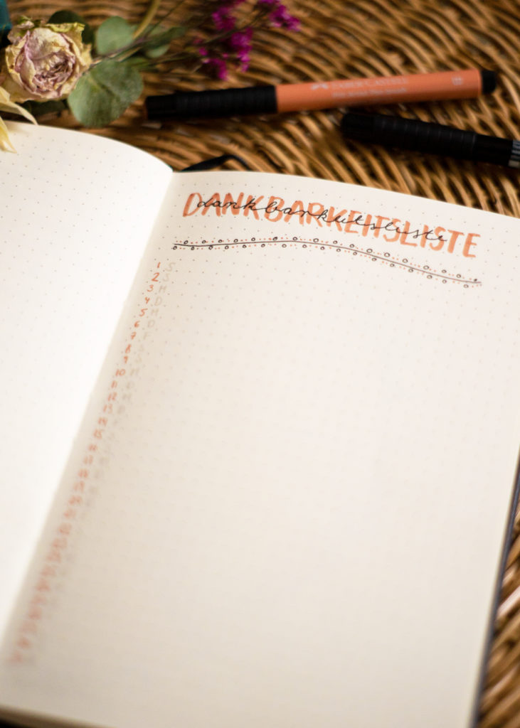 Bullet Journal Dankbarkeitsliste