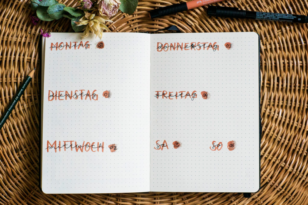 Bullet Journal Wochenansicht